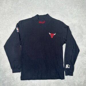 Vintage NBA Starter brand Chicago BULLS mock turtleneck‎ pullover Shirt Medium
